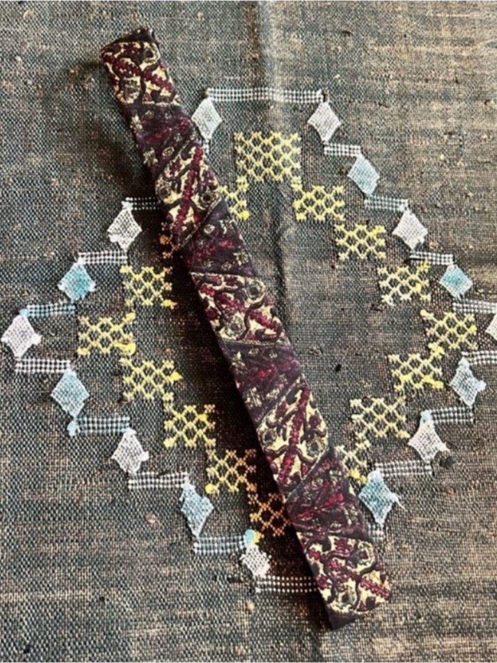 VTG Mint Condition 1960s Batik Tie 100% cotton Square End Tie
